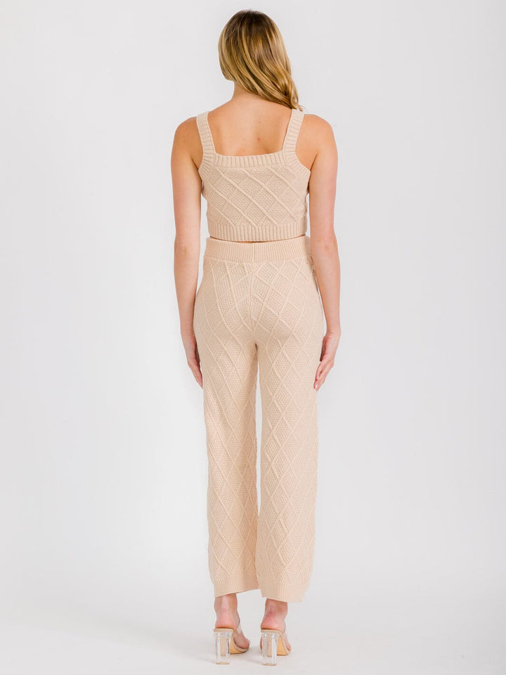 WOMEN'S SLEEVELESS TANK TOP & ELASTIC WAIST PANTS KNIT 2PC. SET