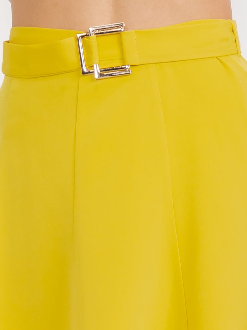 WOMEN'S ZIP UP FIT & FLARE BELTED MINI SKIRT