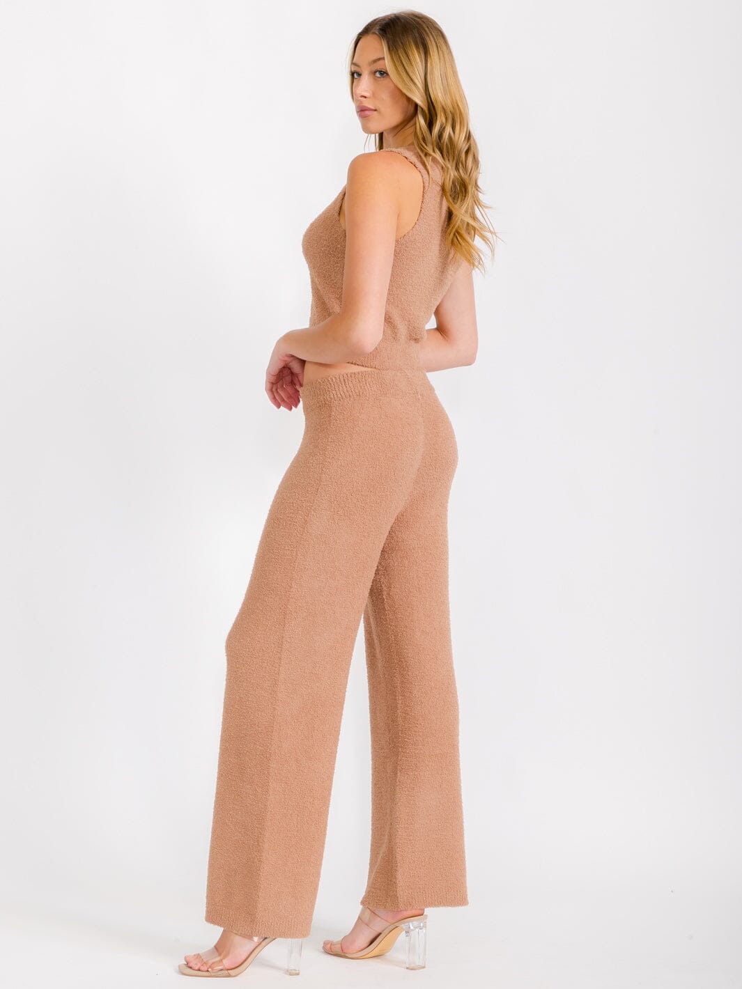 WOMEN'S ELASTIC WAIST WIDE LEG PANTS
