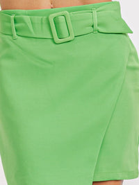WOMEN'S ZIP UP SURPLICE BELTED MINI SKIRT