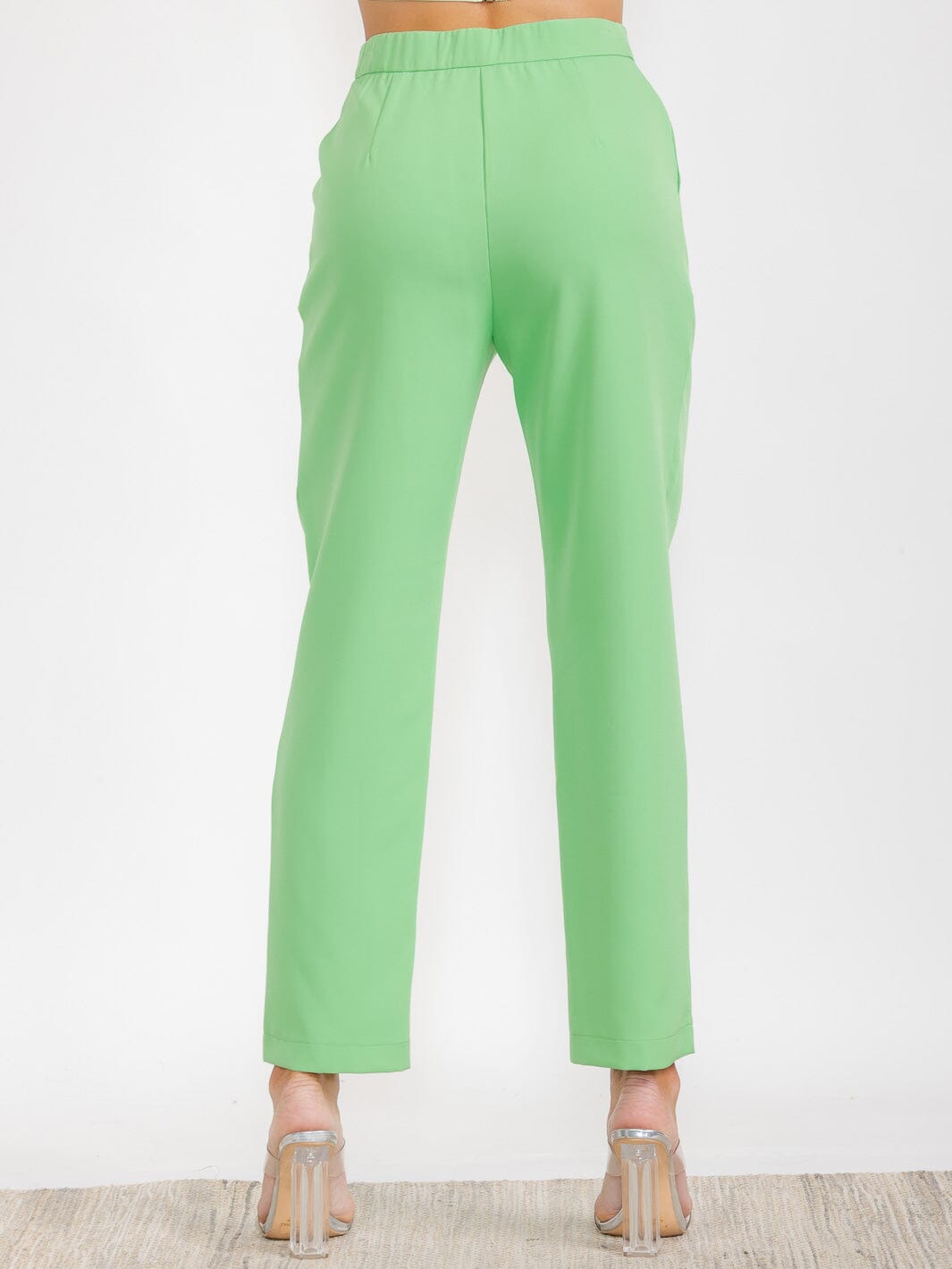 WOMEN'S BUTTON CLOSURE FRONT POCKETS WIDE LEG PANTS