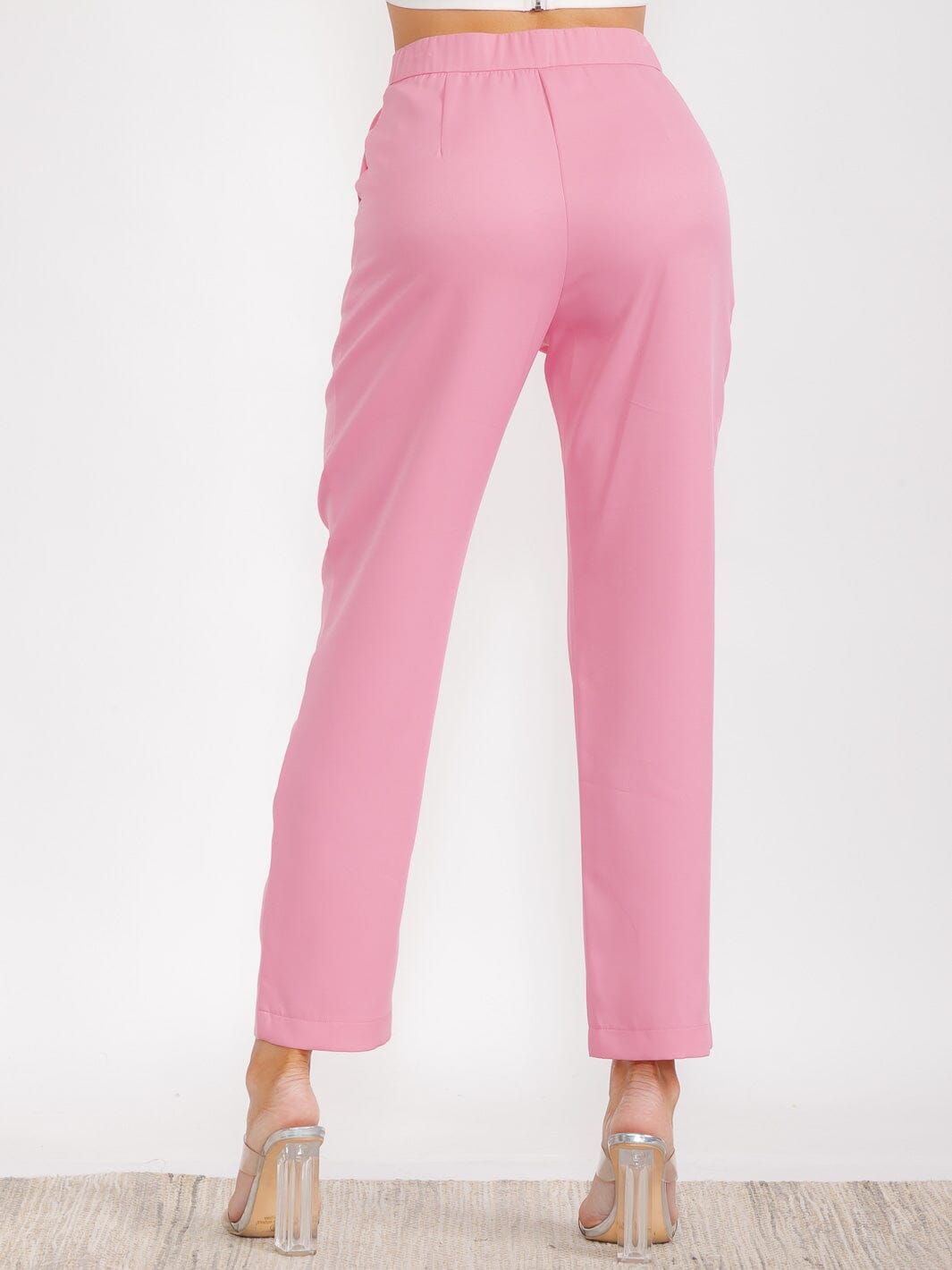 WOMEN'S BUTTON CLOSURE FRONT POCKETS WIDE LEG PANTS