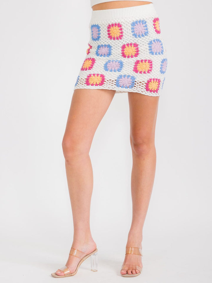 WOMEN'S ELASTIC WAIST MULTI KNIT MINI SKIRT