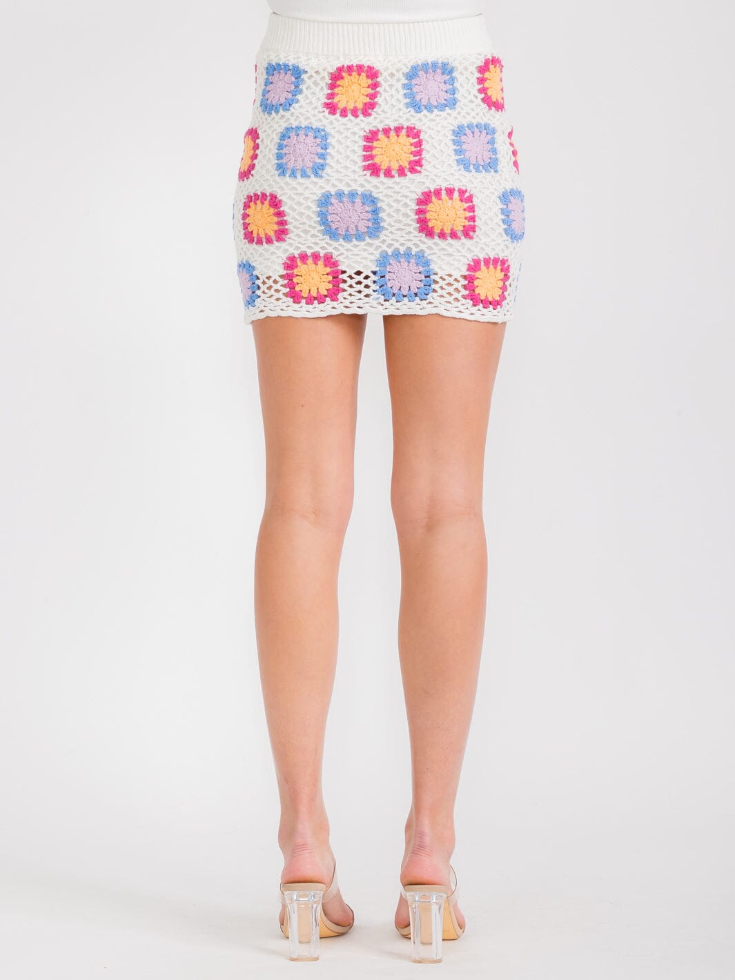 WOMEN'S ELASTIC WAIST MULTI KNIT MINI SKIRT