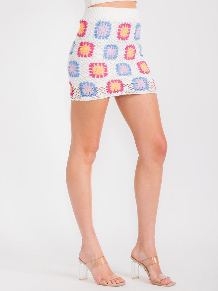 WOMEN'S ELASTIC WAIST MULTI KNIT MINI SKIRT