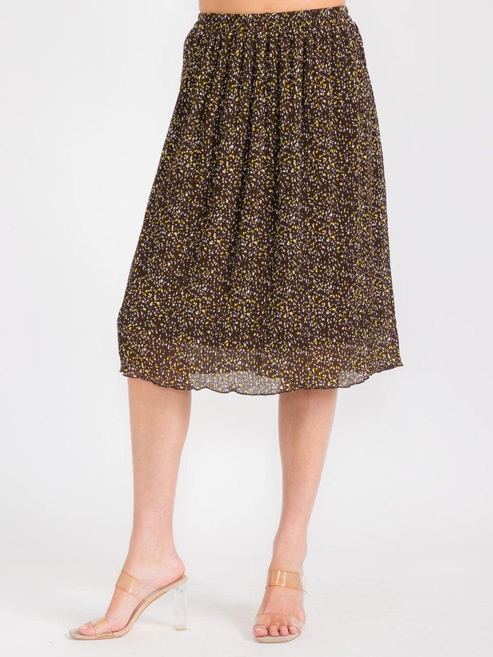 WOMEN'S ELASTIC WAIST FLORAL PRINT MIDI SKIRT