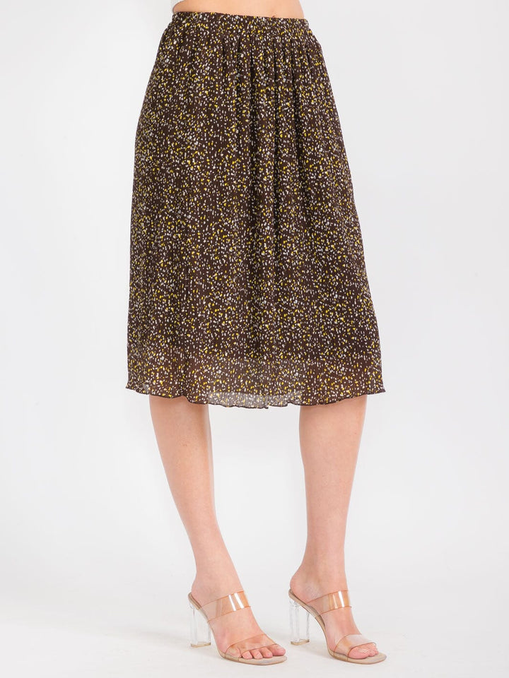 WOMEN'S ELASTIC WAIST FLORAL PRINT MIDI SKIRT