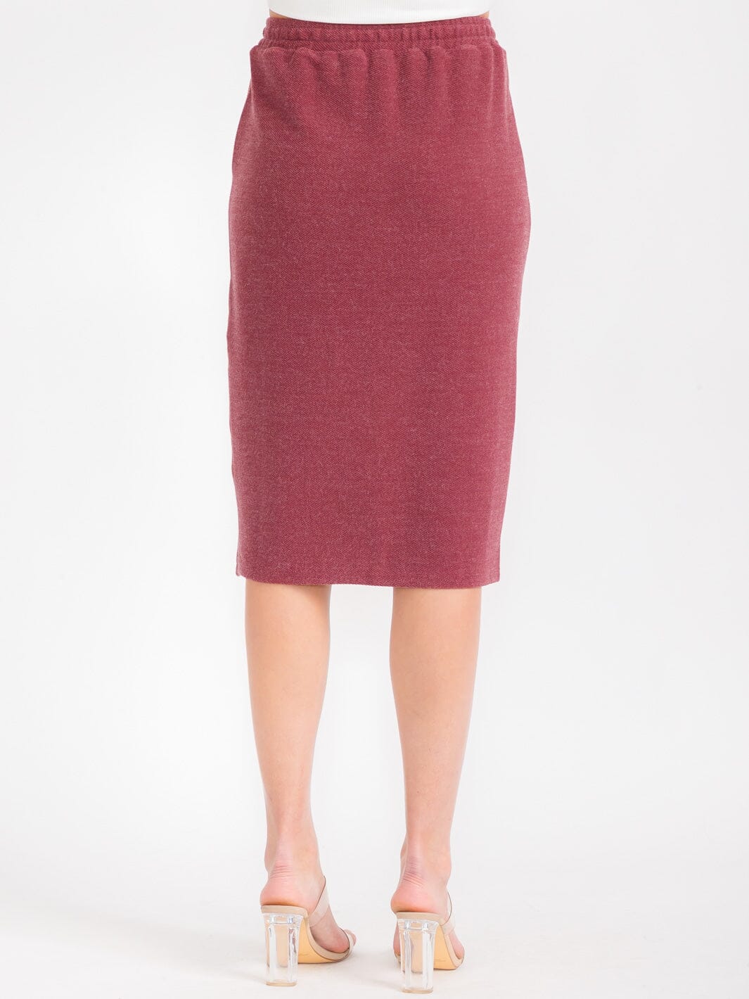 WOMEN'S ELASTIC WAIST SELF TIE FRONT POCKETS MIDI SKIRT
