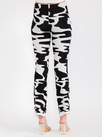 WOMEN'S ELASTIC WAIST COLORBLOCK WIDE LEG PANTS