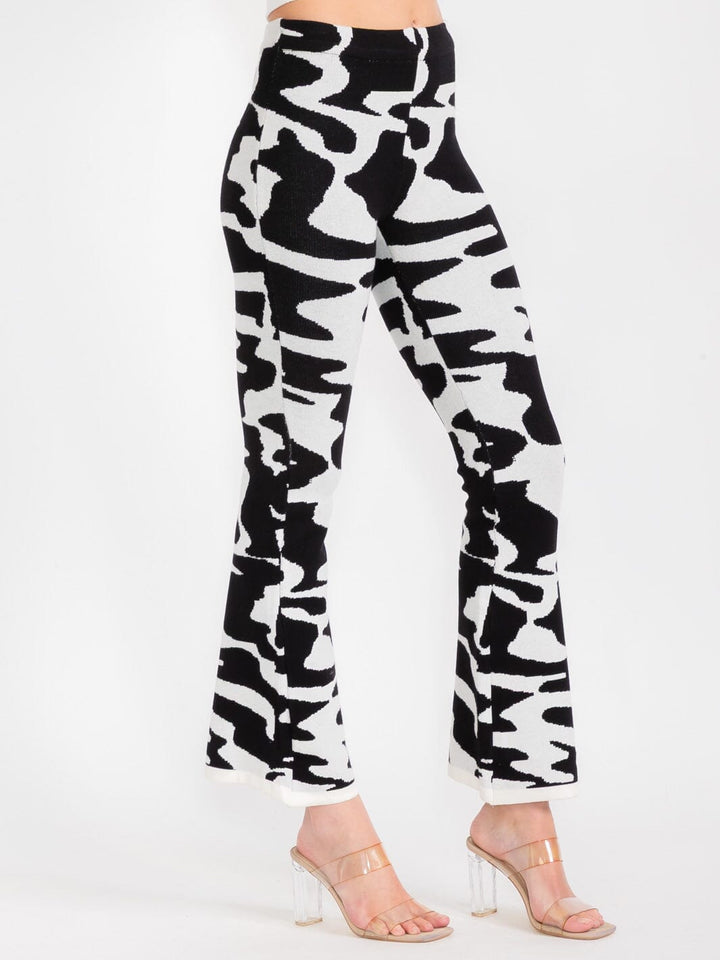 WOMEN'S ELASTIC WAIST COLORBLOCK WIDE LEG PANTS