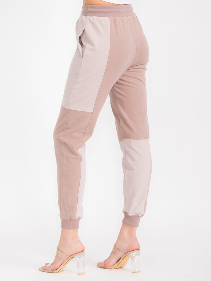 WOMEN'S ELASTIC WAIST FRONT POCKETS JOGGER PANTS