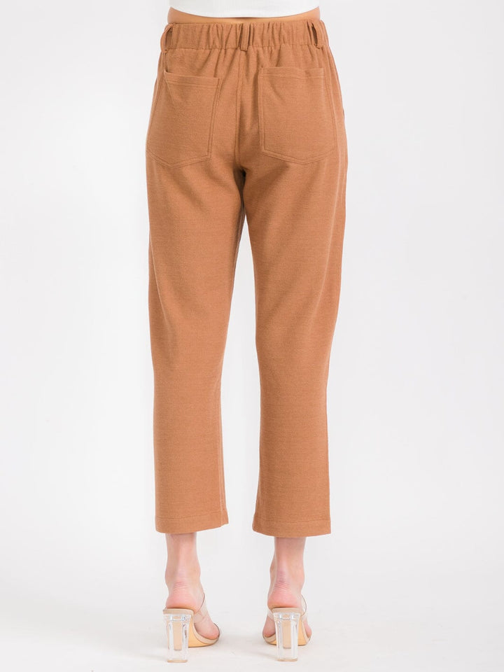 WOMEN'S ELASTIC WAIST POCKETS WIDE LEG PANTS