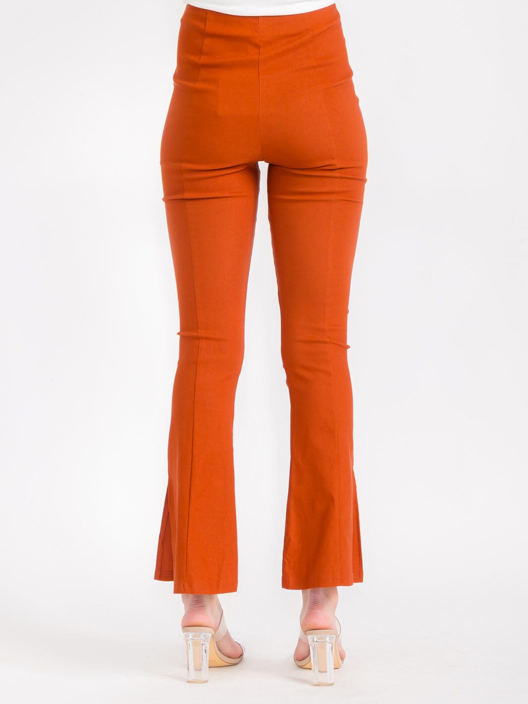 WOMEN'S BUTTON CLOSURE BELL LEG PANTS