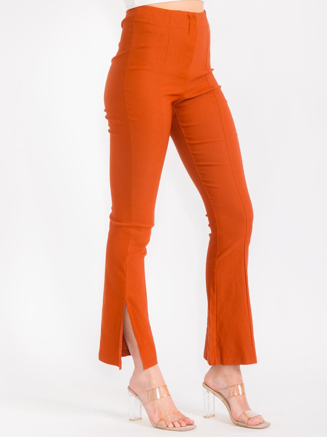 WOMEN'S BUTTON CLOSURE BELL LEG PANTS