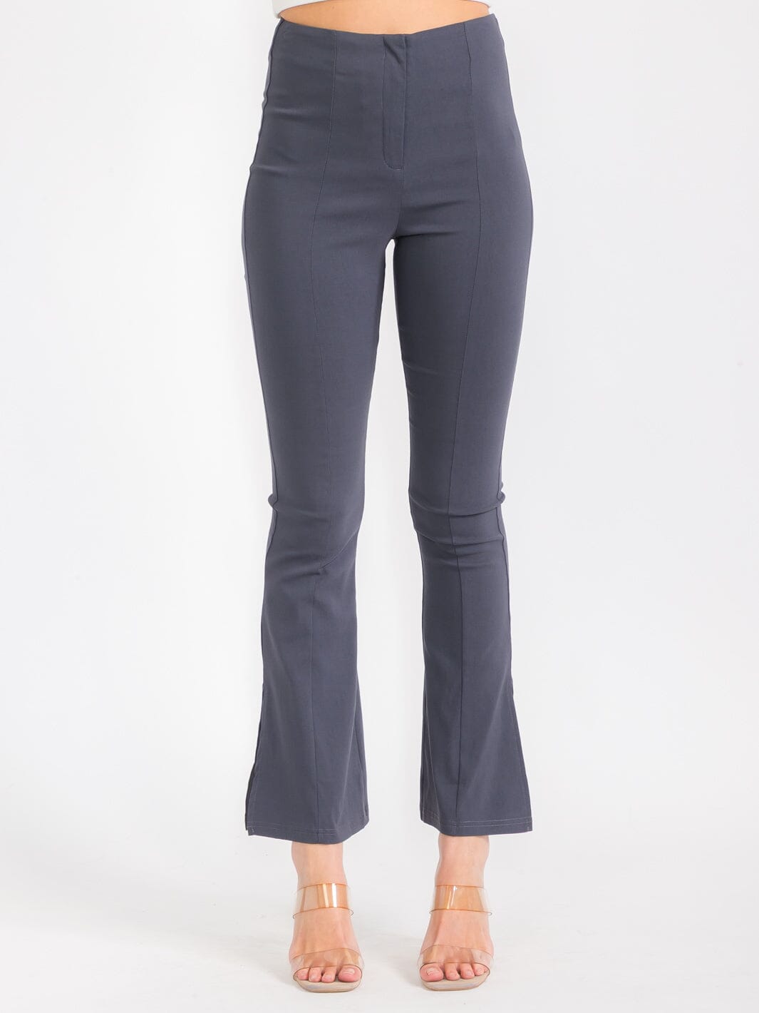 WOMEN'S BUTTON CLOSURE BELL LEG PANTS