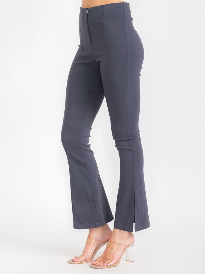 WOMEN'S BUTTON CLOSURE BELL LEG PANTS