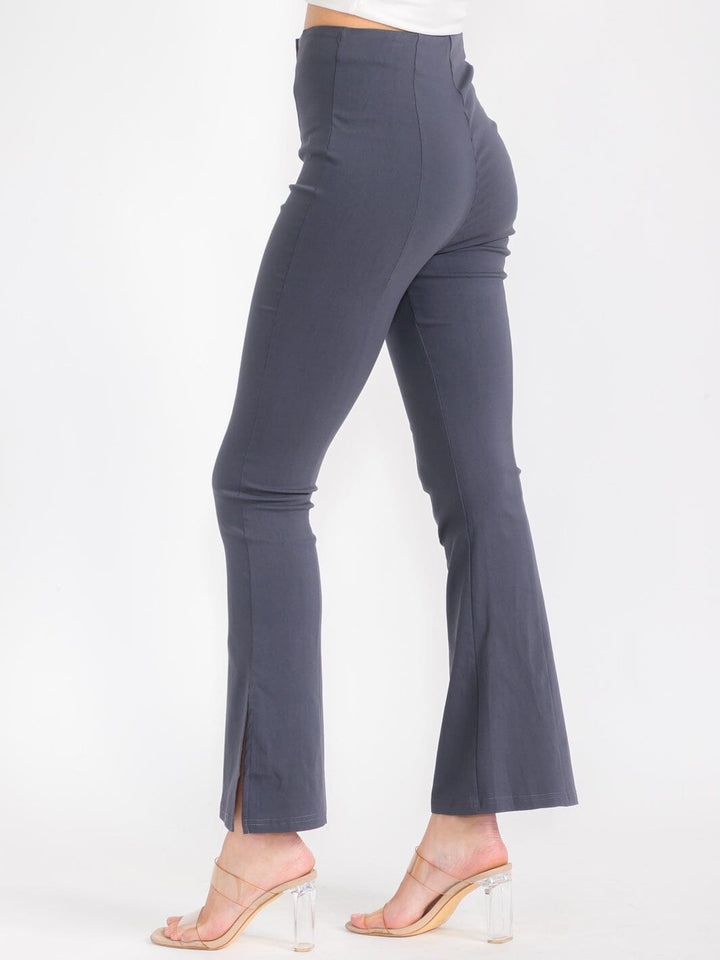 WOMEN'S BUTTON CLOSURE BELL LEG PANTS