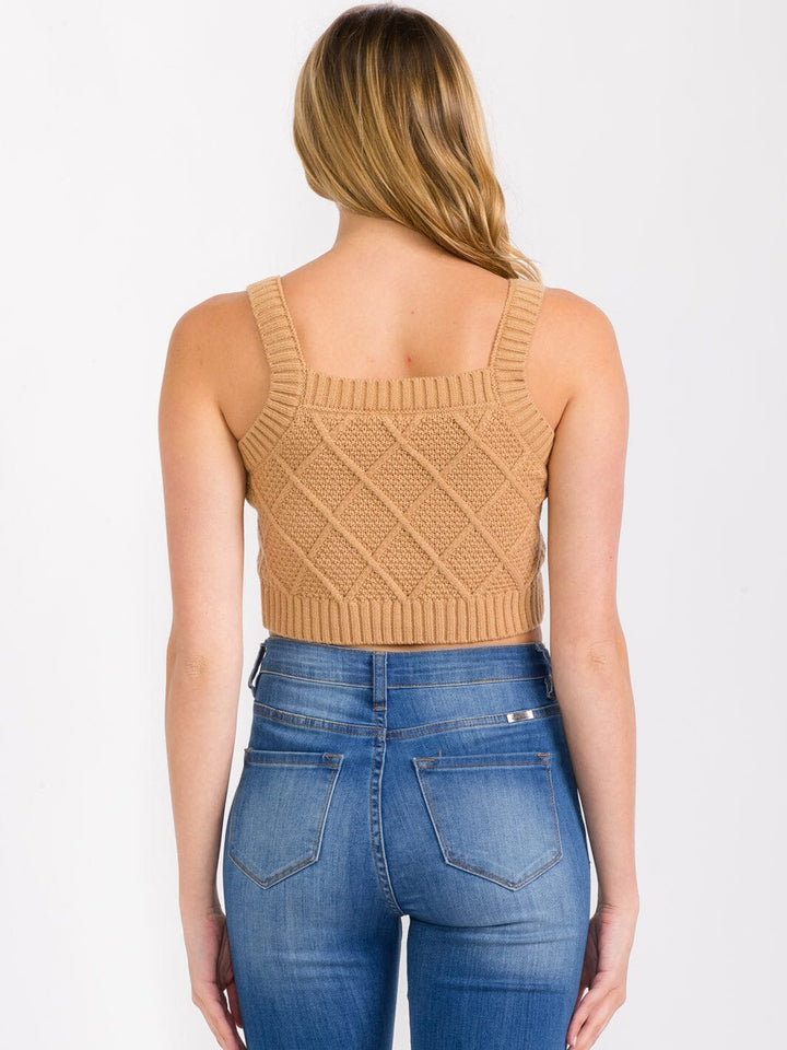 WOMEN'S SLEEVELESS KNIT CROP TANK TOP