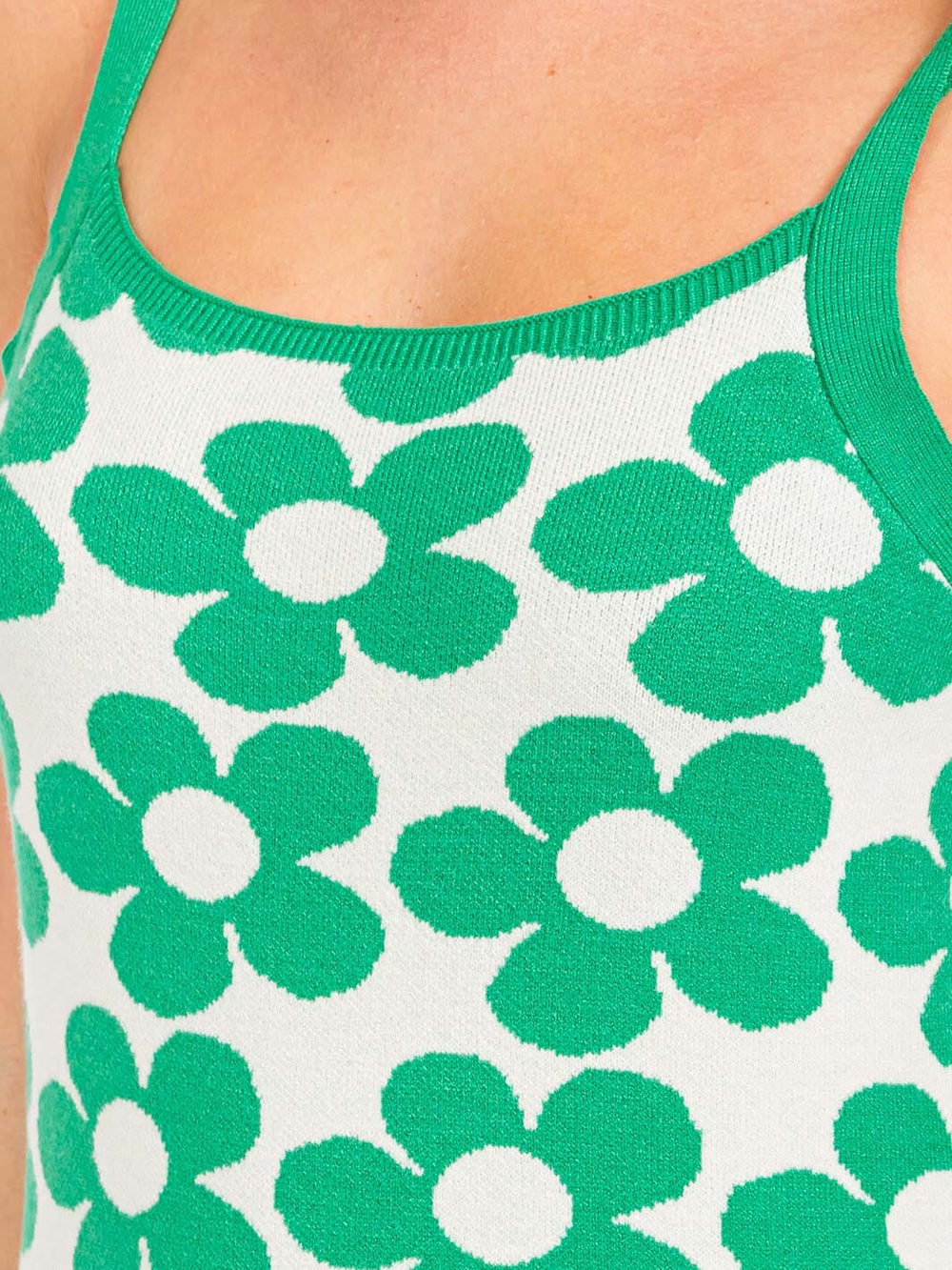 WOMEN'S SLEEVELESS BODYCON KNIT FLORAL MINI DRESS