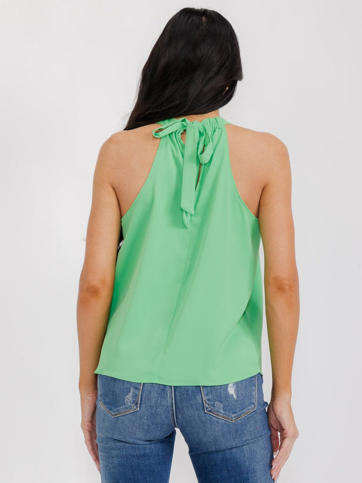 WOMEN'S SLEEVELESS HALTER NECK DETAILED TOP