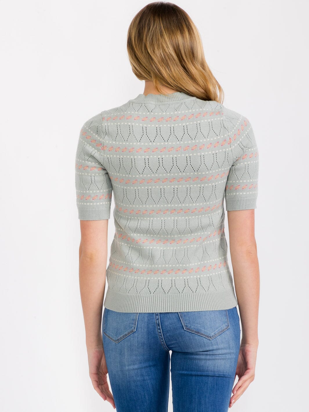 WOMEN'S SHORT SLEEVES KNIT BLOUSE