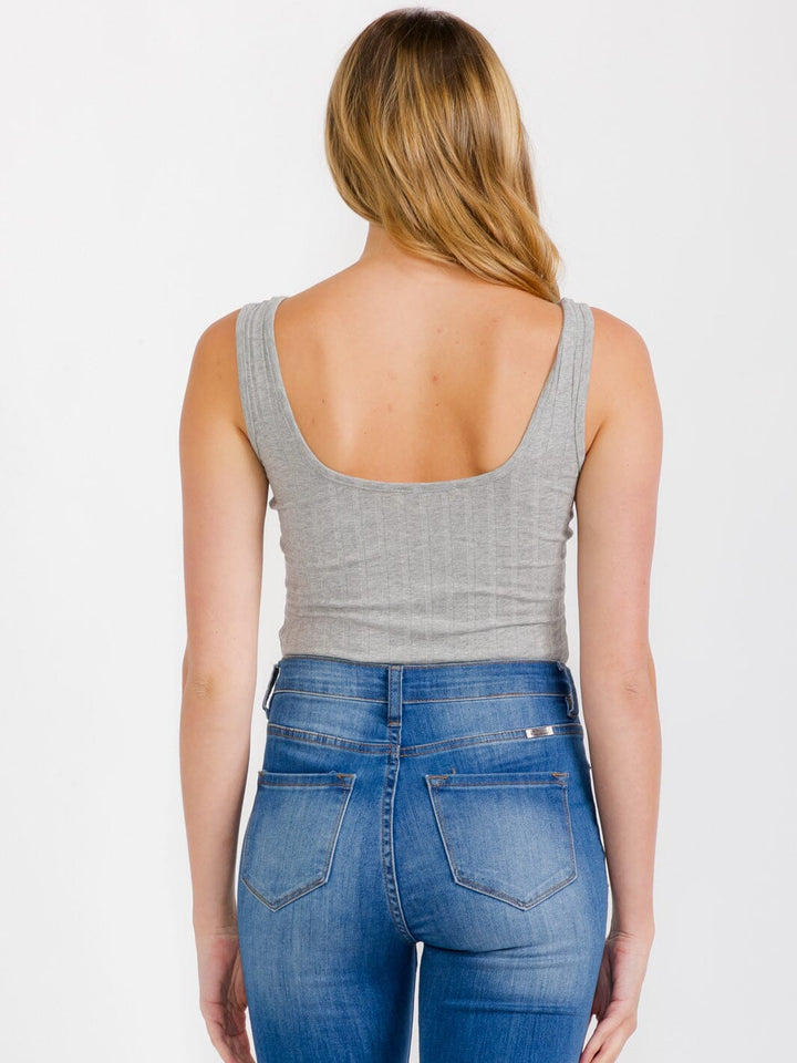 WOMEN'S SLEEVELESS BUTTON UP RIBBED BODYSUIT