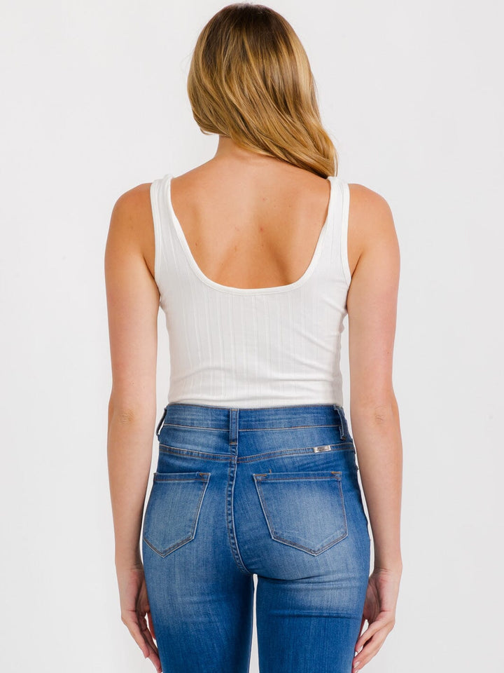 WOMEN'S SLEEVELESS BUTTON UP RIBBED BODYSUIT