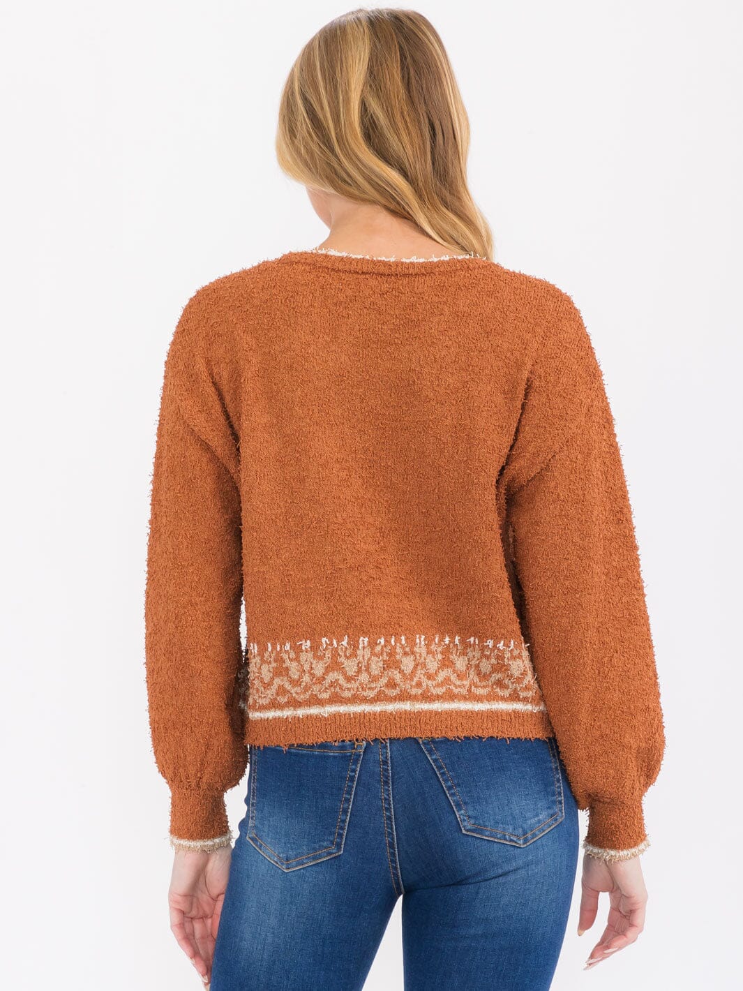WOMEN'S LONG SLEEVE TRIM DETAILED TOP