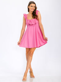 WOMEN'S SLEEVELESS SQUARE NECK POCKETS CUT OUT MINI DRESS