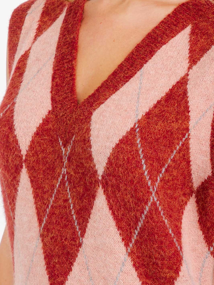 WOMEN'S SLEEVELESS V-NECK PRINTED COLORBLOCK MIDI DRESS