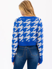 WOMEN'S LONG SLEEVE V-NECK PRINTED CROP TOP