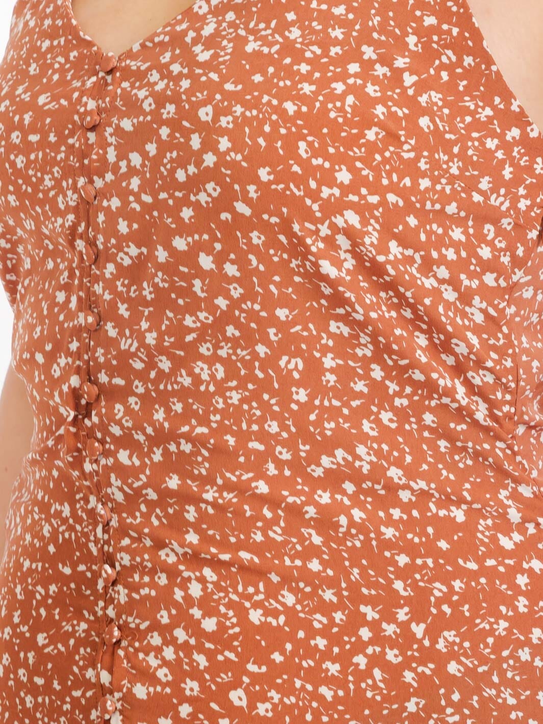 PLUS SIZE SLEEVELESS V-NECK BUTTON UP FLORAL MAXI DRESS