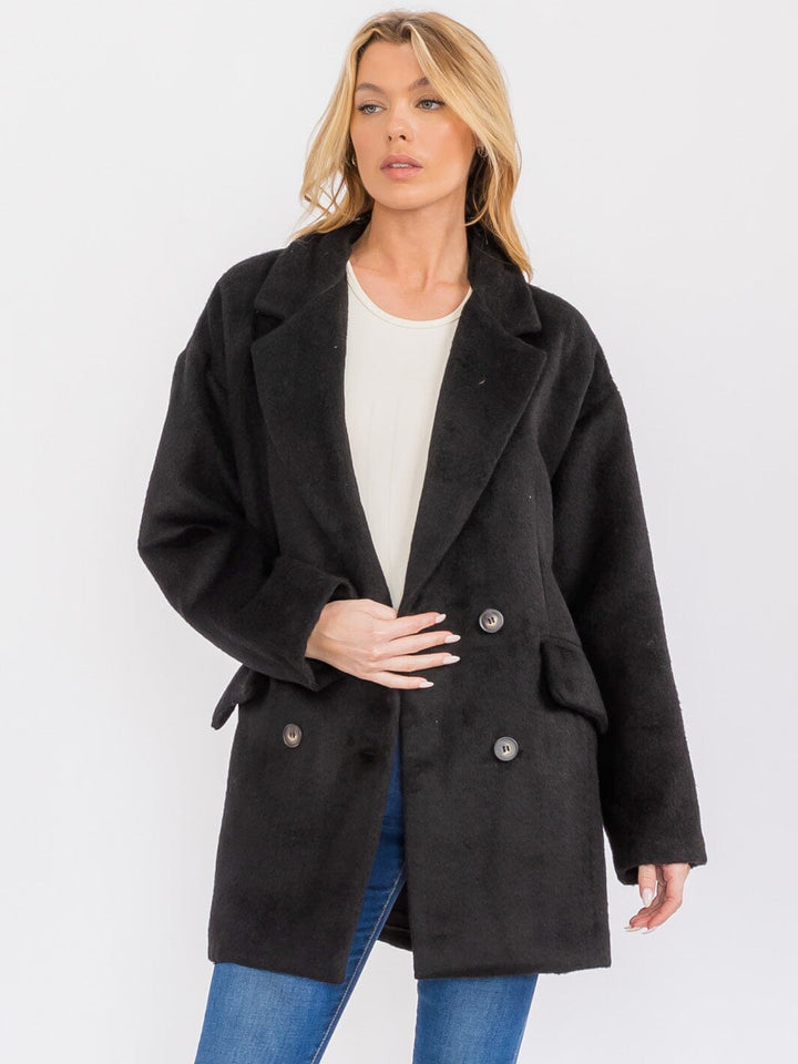 WOMEN'S LONG SLEEVE BUTTON CLOSURE COAT
