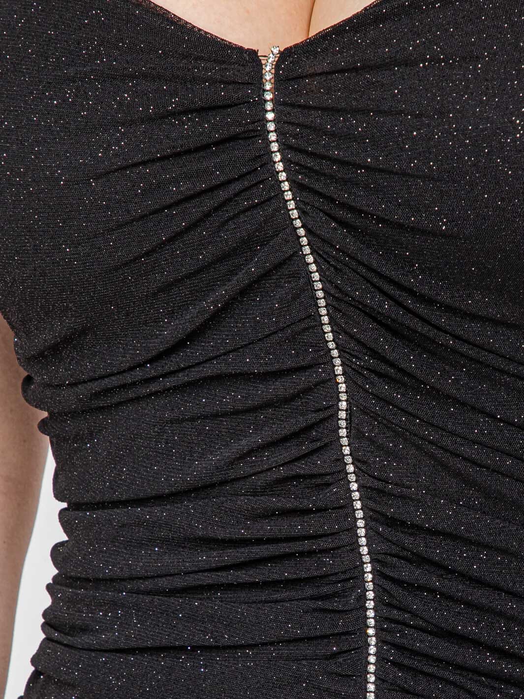 PLUS SIZE SLEEVELESS SHIMMER RUCHED STUDS DETAILED BODYCON MINI DRESS