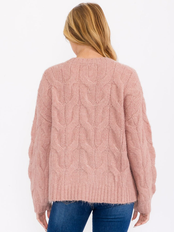 WOMEN'S LONG SLEEVE BUTTON CLOSURE DETAILED CARDIGAN SWEATER