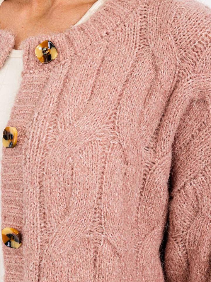 WOMEN'S LONG SLEEVE BUTTON CLOSURE DETAILED CARDIGAN SWEATER