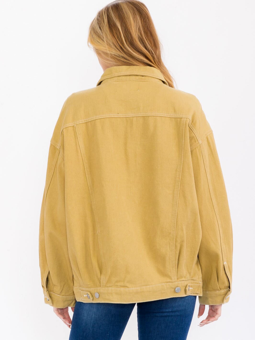 WOMEN'S LONG SLEEVE FRONT POCKET BUTTON UP DENIM JACKET