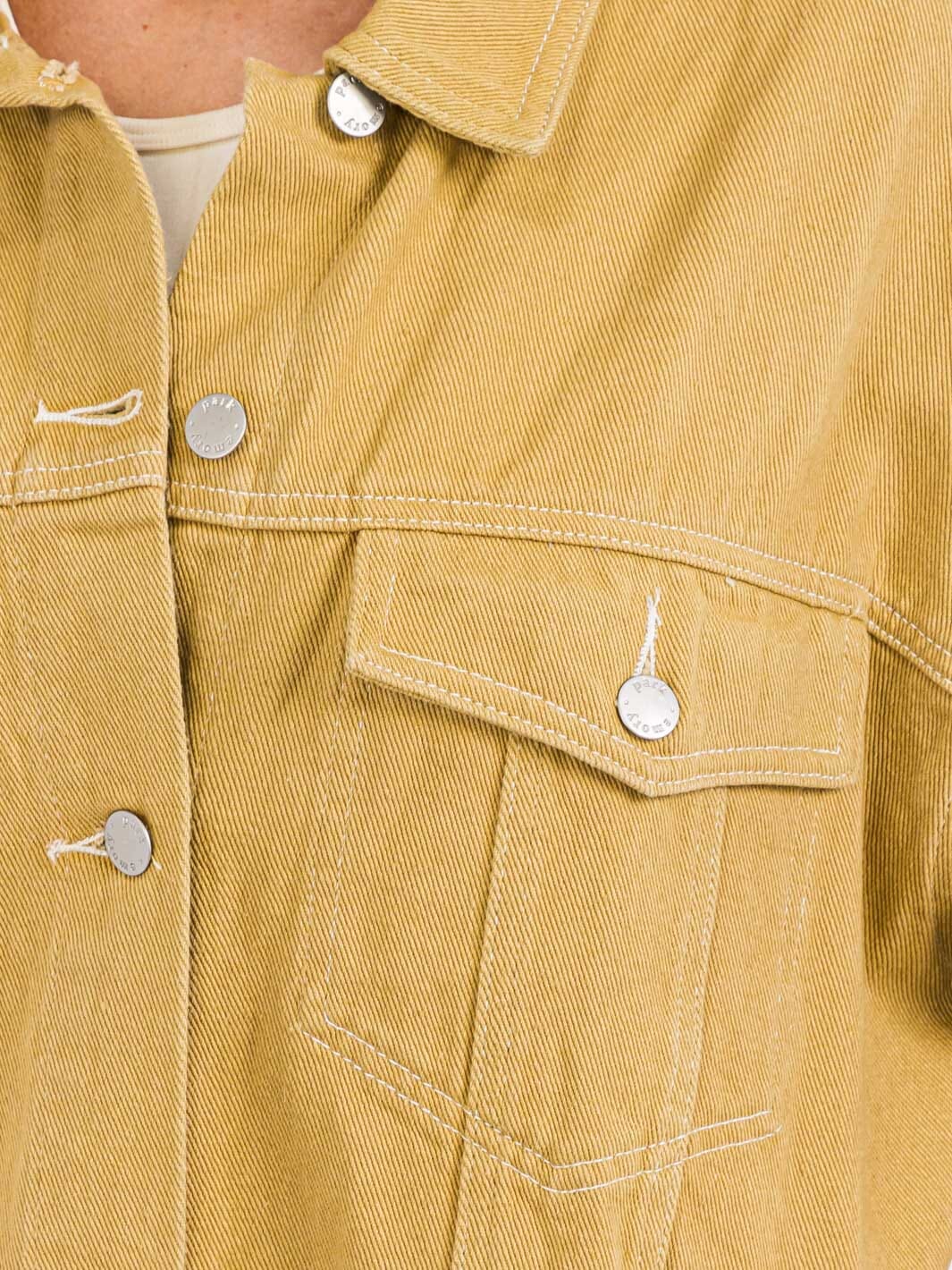 WOMEN'S LONG SLEEVE FRONT POCKET BUTTON UP DENIM JACKET