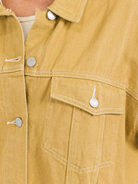WOMEN'S LONG SLEEVE FRONT POCKET BUTTON UP DENIM JACKET
