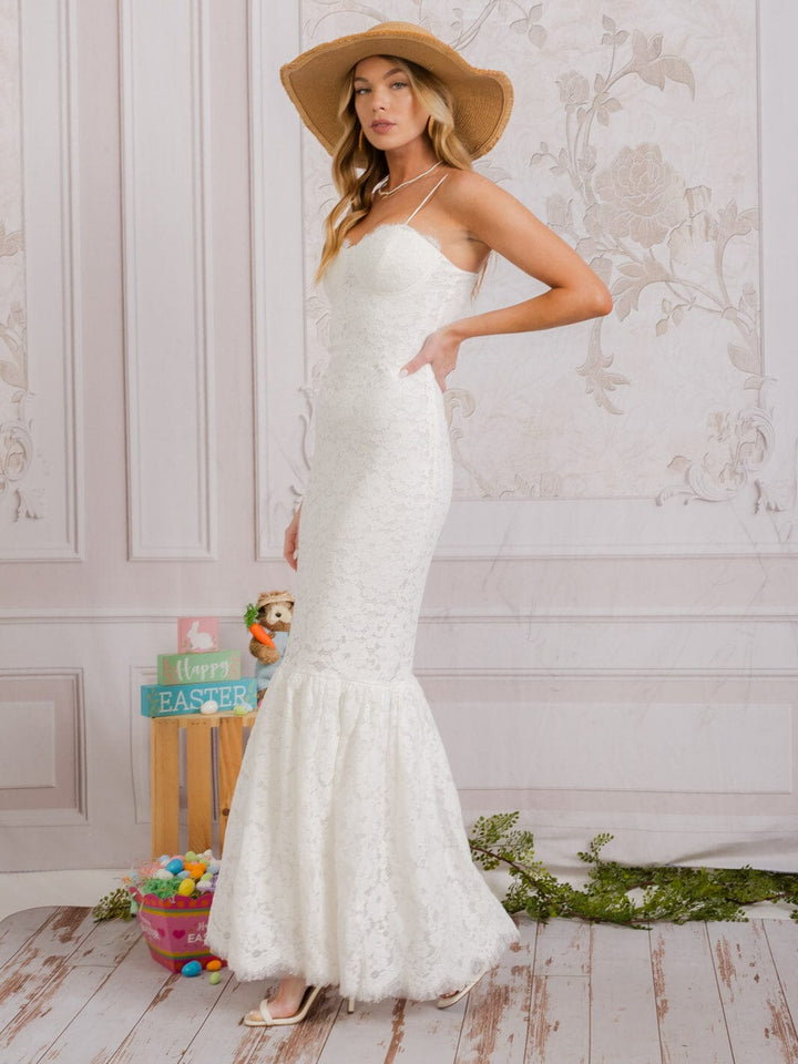 WOMEN'S SLEEVELESS BODYCON LACE ALL OVER MAXI DRESS