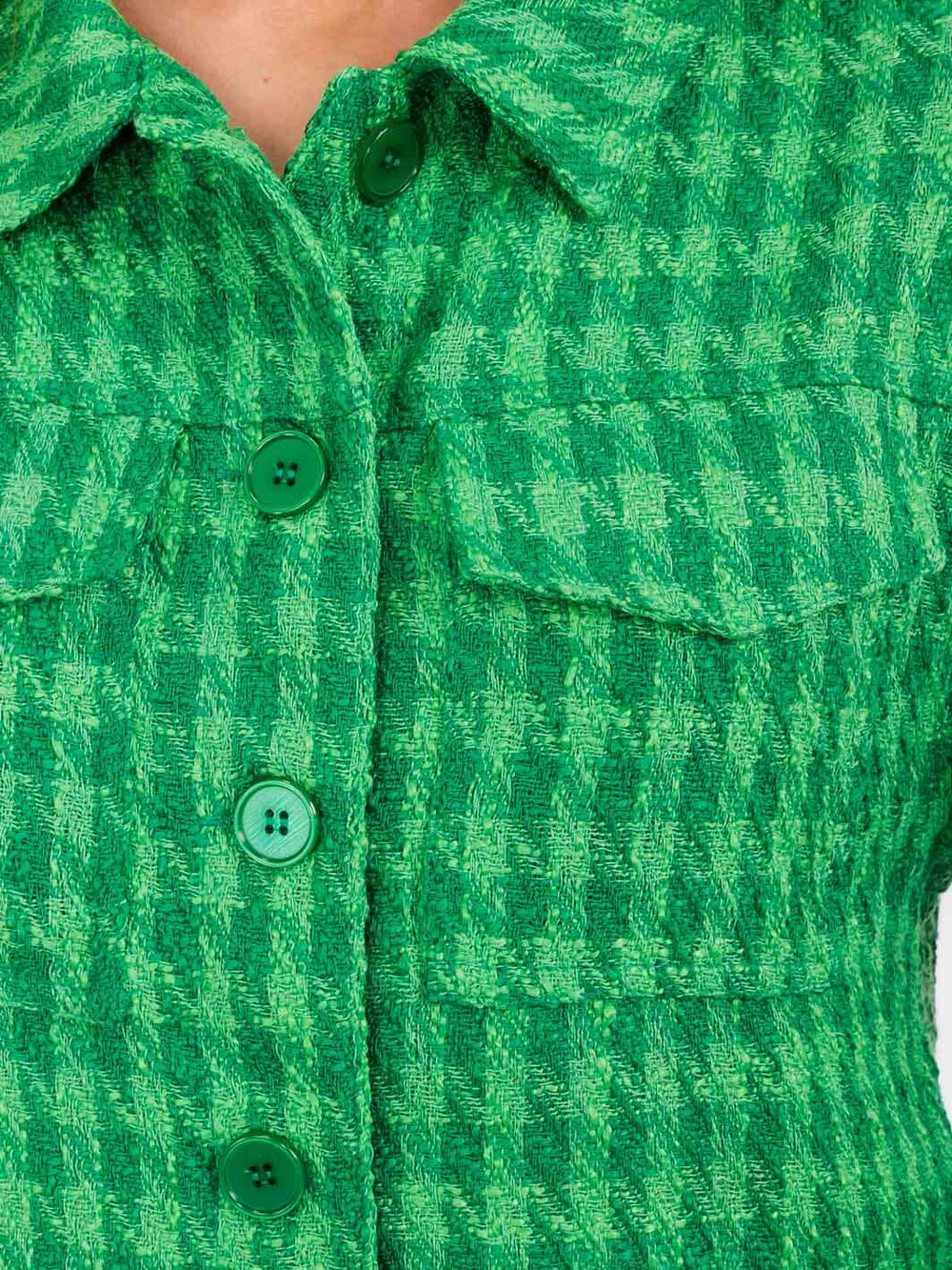 WOMEN'S LONG SLEEVE BUTTON CLOSURE FRONT POCKETS CROP JACKET