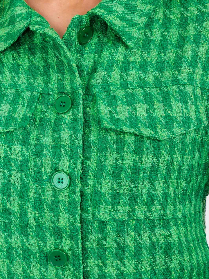 WOMEN'S LONG SLEEVE BUTTON CLOSURE FRONT POCKETS CROP JACKET