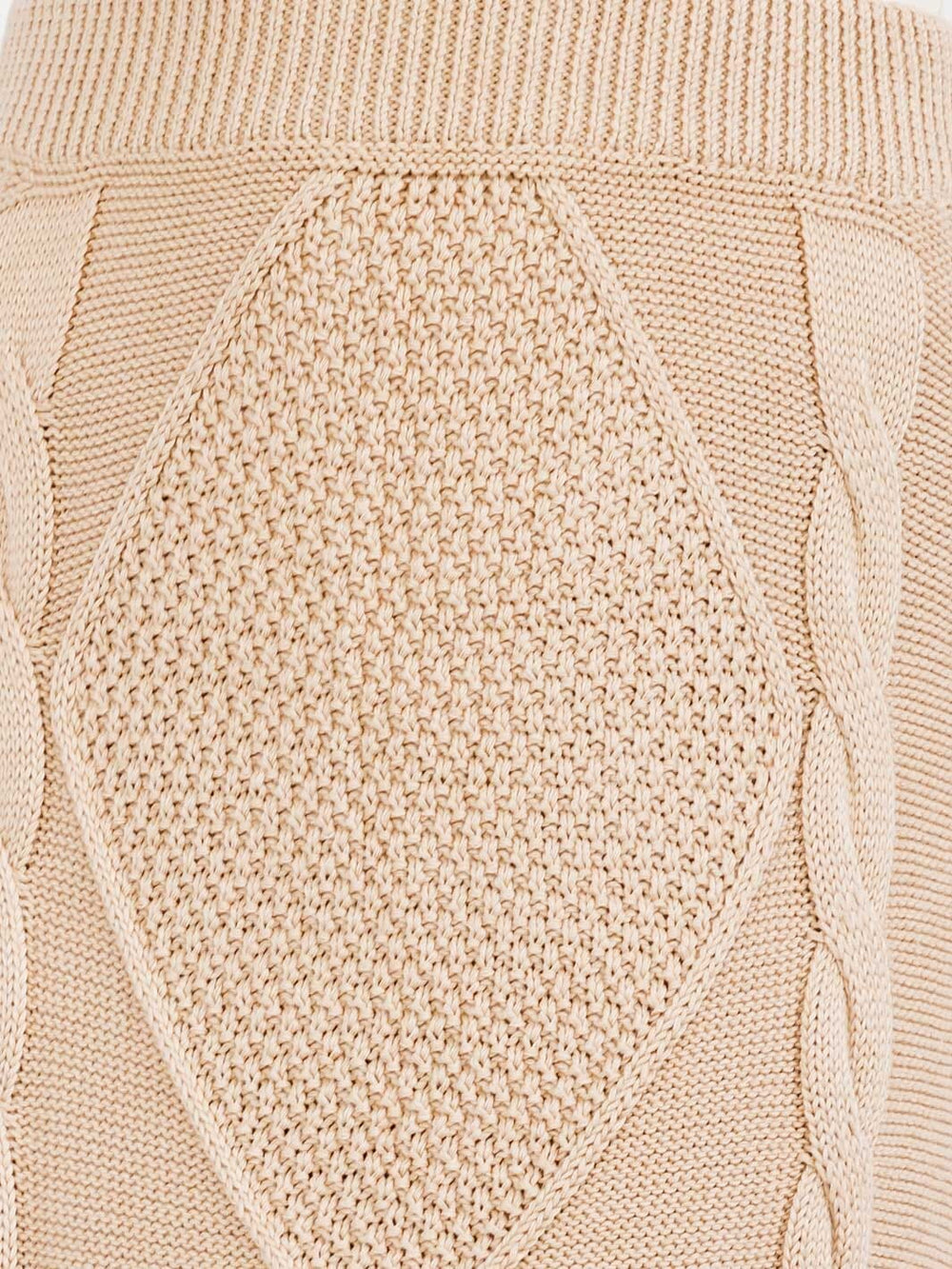 WOMEN'S ELASTIC WAIST KNIT DETAILED PENCIL MIDI SKIRT