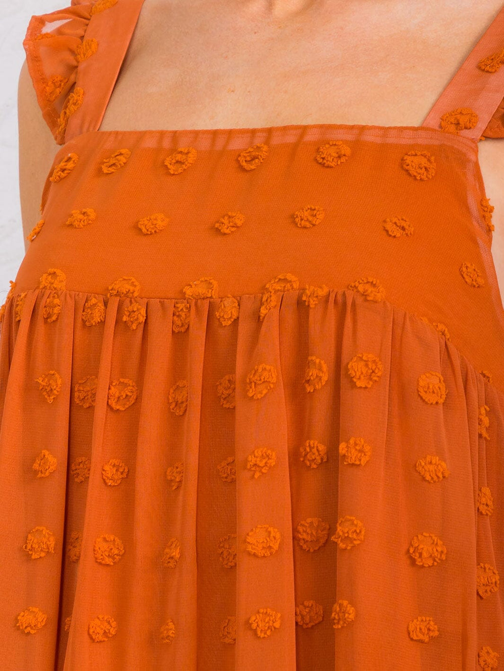 WOMEN'S SLEEVELESS SQUARE NECK TIERED SWISS DETAILED MINI DRESS