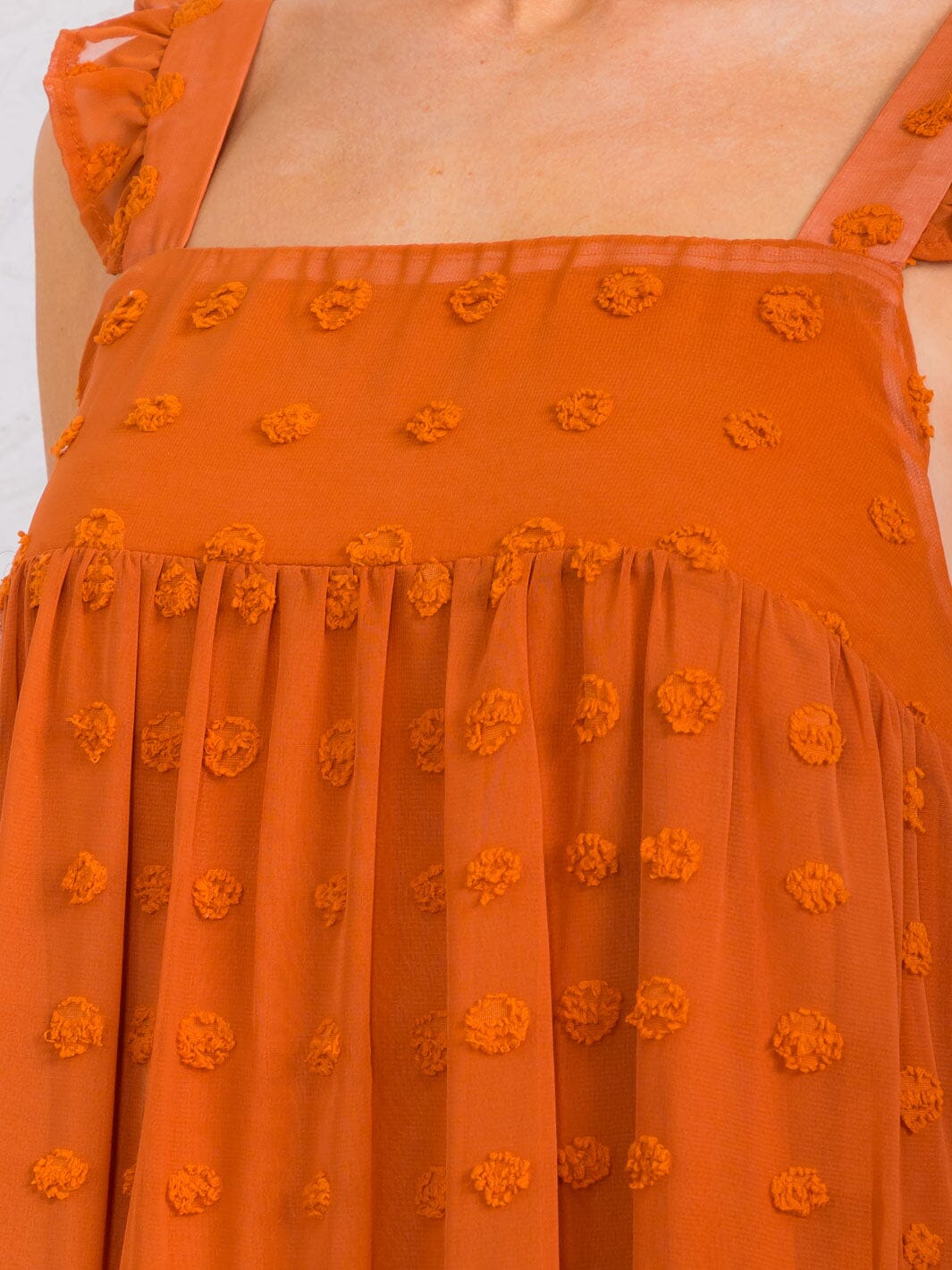 WOMEN'S SLEEVELESS SQUARE NECK TIERED SWISS DETAILED MINI DRESS