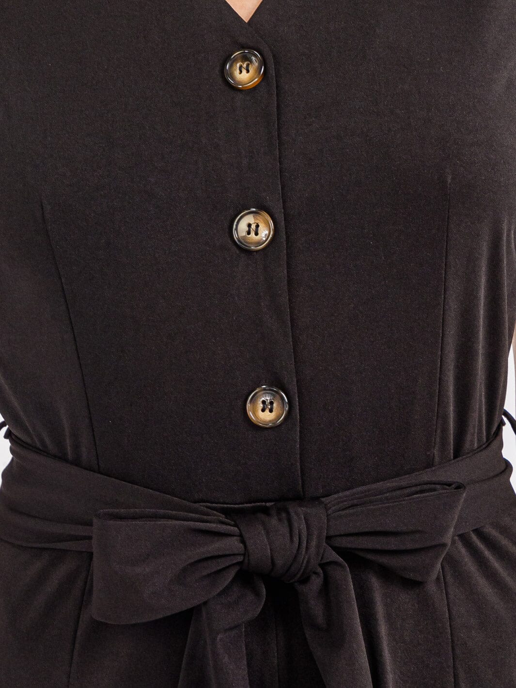 WOMEN'S SHORT SLEEVE BUTTON UP SELF TIE FRONT POCKETS WIDE LEG JUMPSUIT