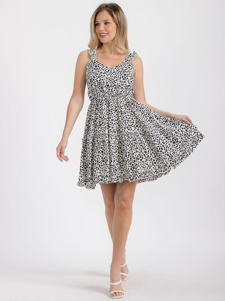 WOMEN'S SLEEVELESS BACK TIE ELASTIC WAIST FLORAL MINI DRESS