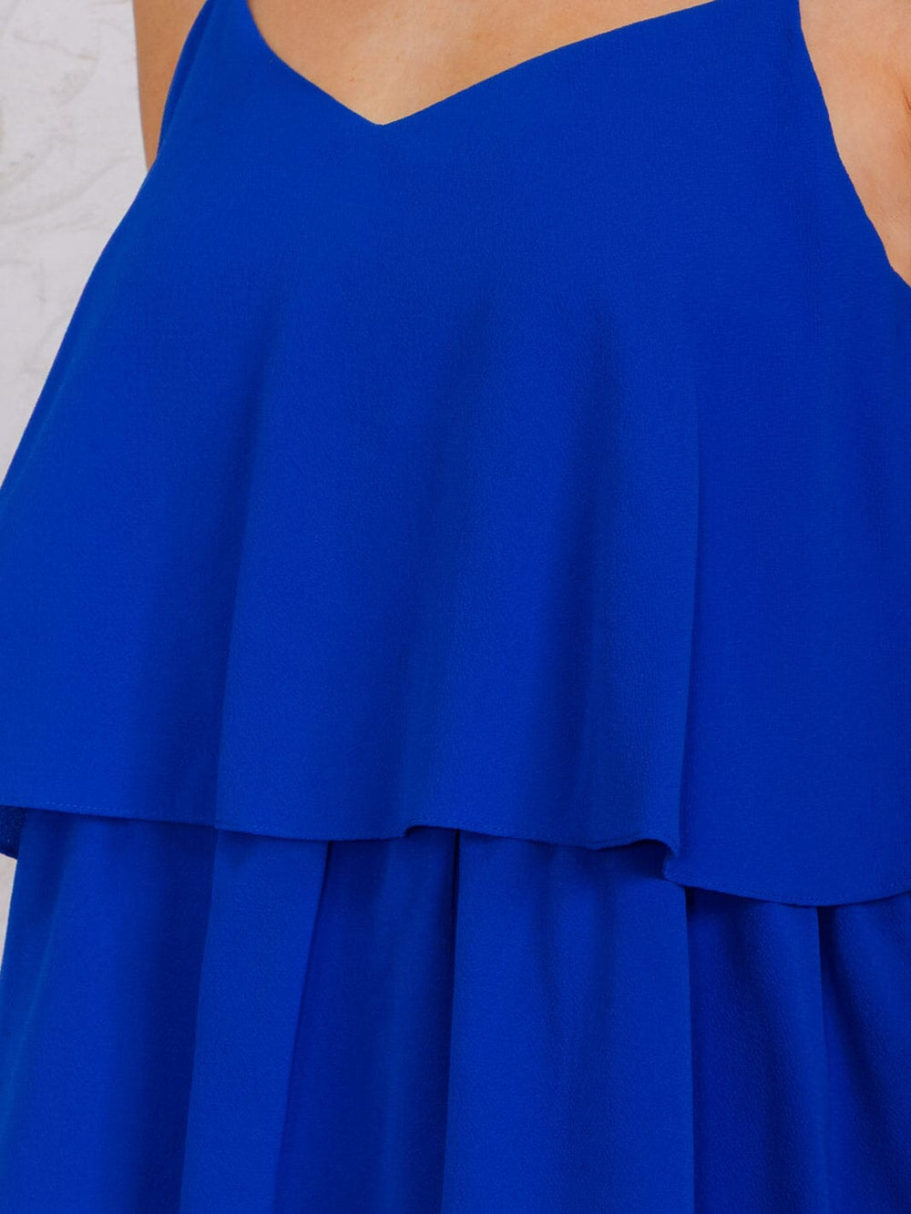 WOMEN'S SLEEVELESS V-NECK RUFFLE TIERED MINI DRESS