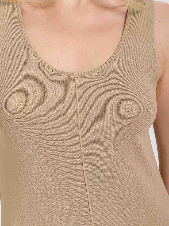 WOMEN'S SLEEVELESS RAW EDGE DETAILED BODYCON MAXI DRESS