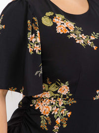 PLUS SIZE SHORT SLEEVE TIERED FLORAL MAXI DRESS
